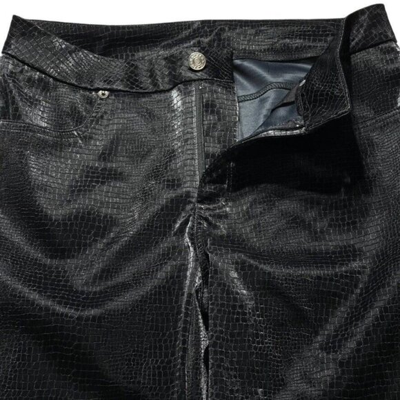 SALT Black Textured Faux Crocodile Pants Straight Leg Mid Rise Womens Size S - Picture 13 of 16